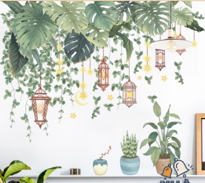 Decal dán tường Sticker dán tường in chất lượng cao có keo mặt sau mẫu Lá Cây Phong Cách Vintage ZH90