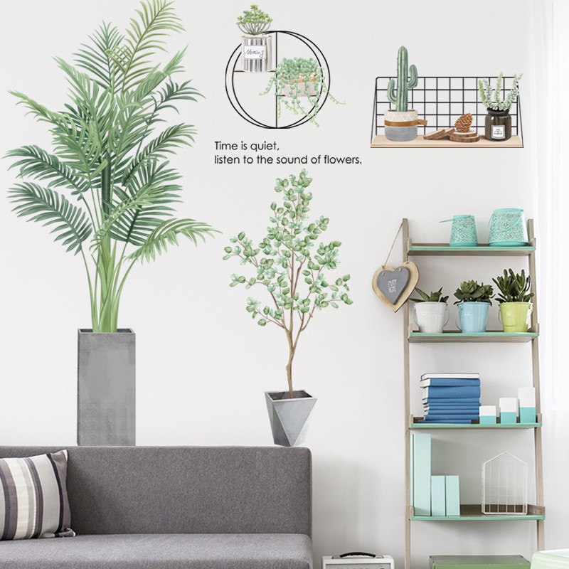 Decal dán tường Sticker mẫu hoa lá ZH026