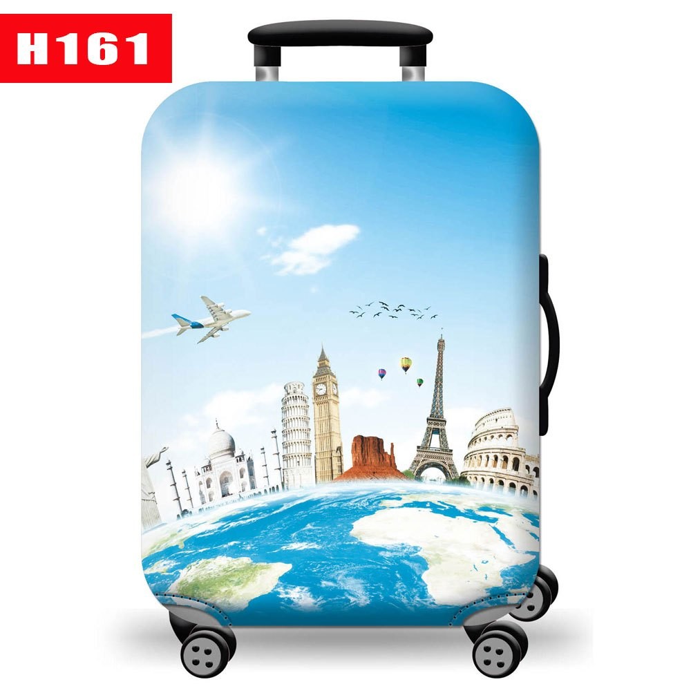Túi bọc bảo vệ vali - Áo vỏ bọc vali - Trùm vali -Travel Around The World Vải thun 2 Da, Co giãn 4 chiều, Siêu Dày H161