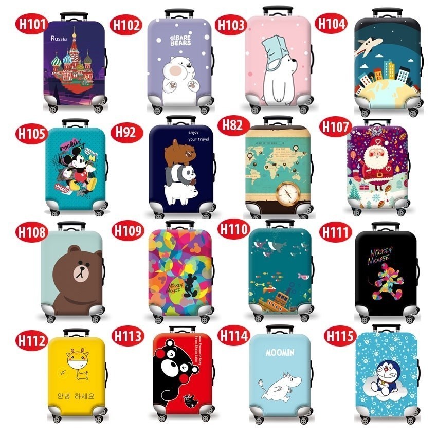 Túi bọc bảo vệ vali - Áo vỏ bọc vali - Trùm vali -Mickey Xám Vải thun 2 Da, Co giãn 4 Chiều, Siêu Siêu Dày H164