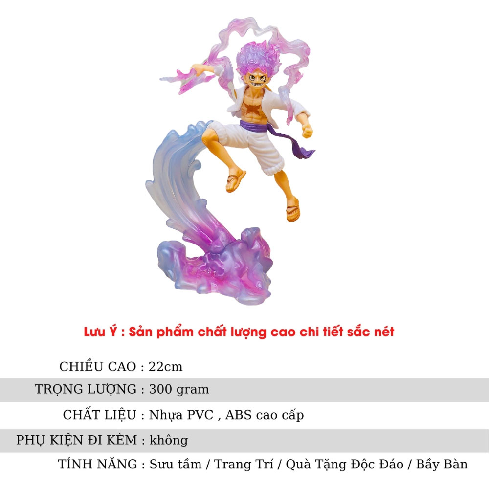 Mô hình đồ chơi - Luffy Gear 5 Nika trắng bản có vũ khí cầm tay trạng thái chiến đấu cao 22 cm - OnePiece