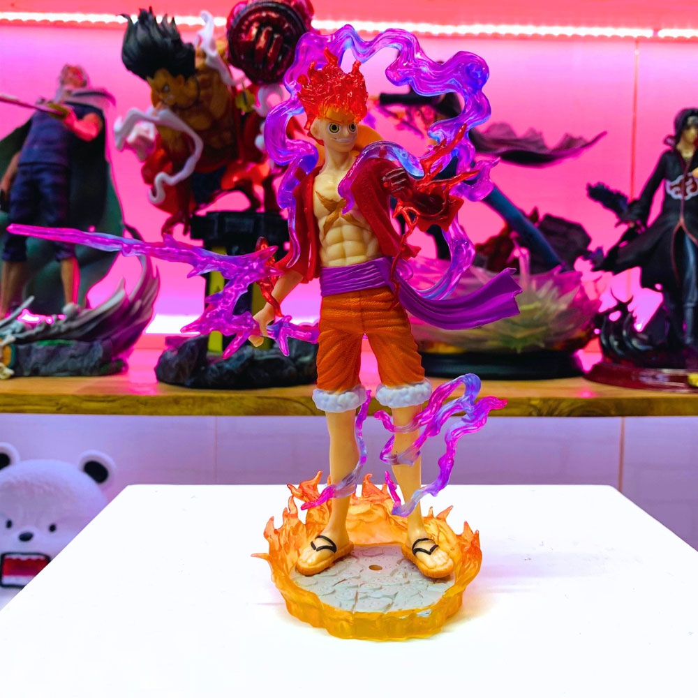Mô hình đồ chơi - Luffy Gear 5 Nika đỏ bản có vũ khí cầm tay có base đẹp cao 20 cm - OnePiece