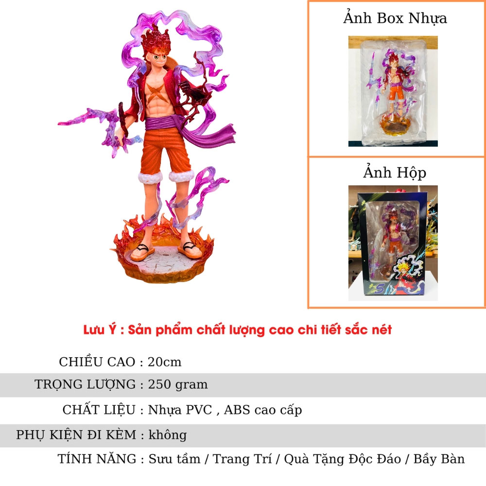 Mô hình đồ chơi - Luffy Gear 5 Nika đỏ bản có vũ khí cầm tay có base đẹp cao 20 cm - OnePiece