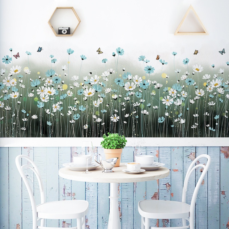 Decal dán tường mẫu Hoa chuồn chuồn cánh mỏng Sticker tranh dán tường có sẵn keo ZH-1003