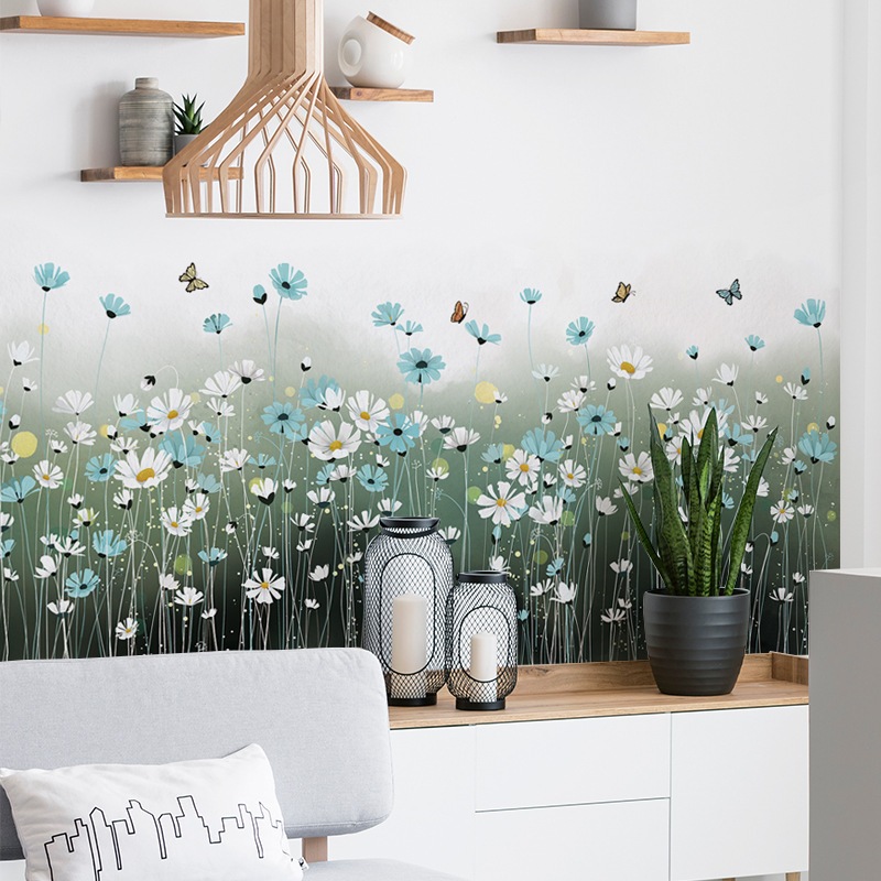 Decal dán tường mẫu Hoa chuồn chuồn cánh mỏng Sticker tranh dán tường có sẵn keo ZH-1003