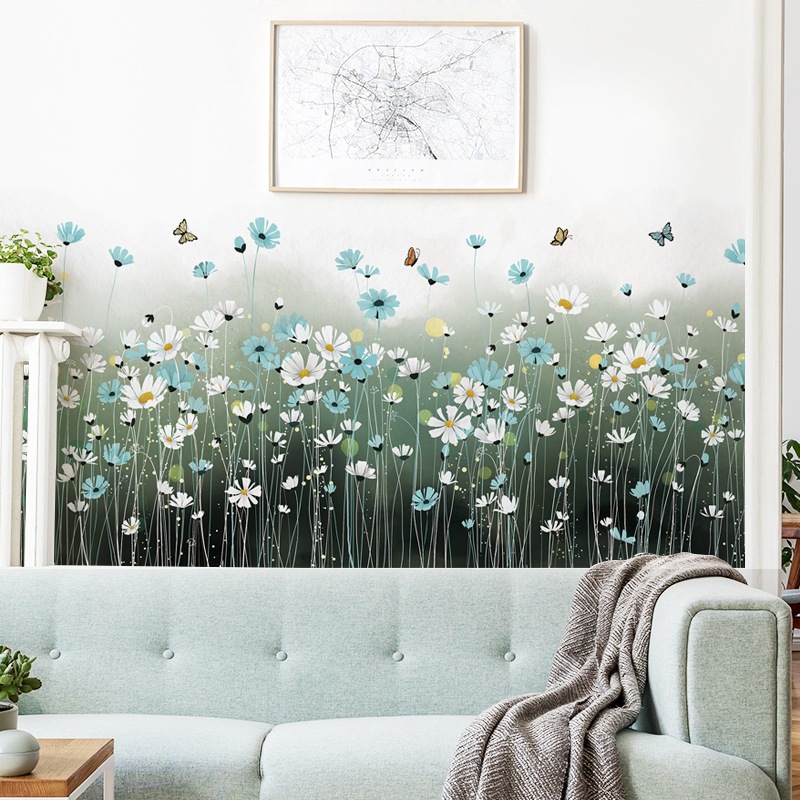 Decal dán tường mẫu Hoa chuồn chuồn cánh mỏng Sticker tranh dán tường có sẵn keo ZH-1003
