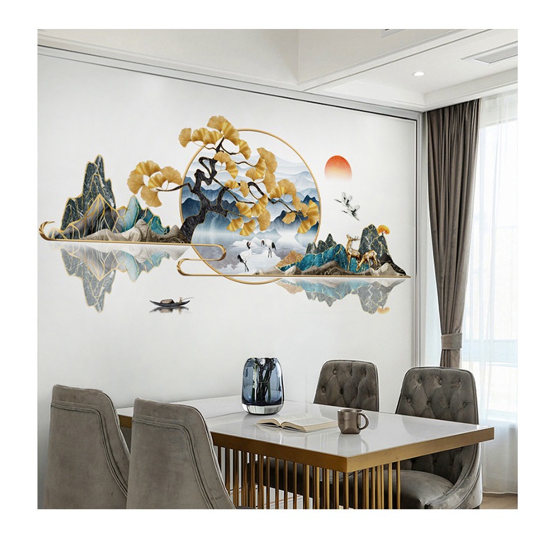 Decal dán tường mẫu Tranh Sông Núi Sticker tranh dán tường có sẵn keo ZH-1019