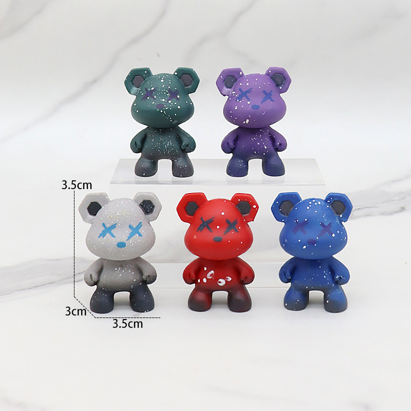 Mô hình Bear Brick Gấu Kaws xinh xắn trang trí bàn học bàn làm việc trang trí ô tô nhiều màu 3.5 cm