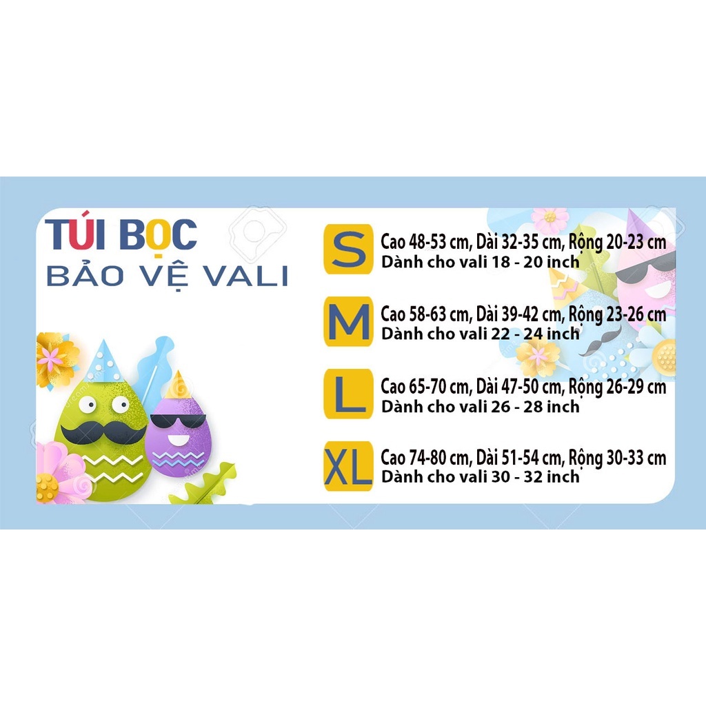 Túi bọc bảo vệ vali - Áo vỏ bọc vali - Trùm vali - Let's Travel H157