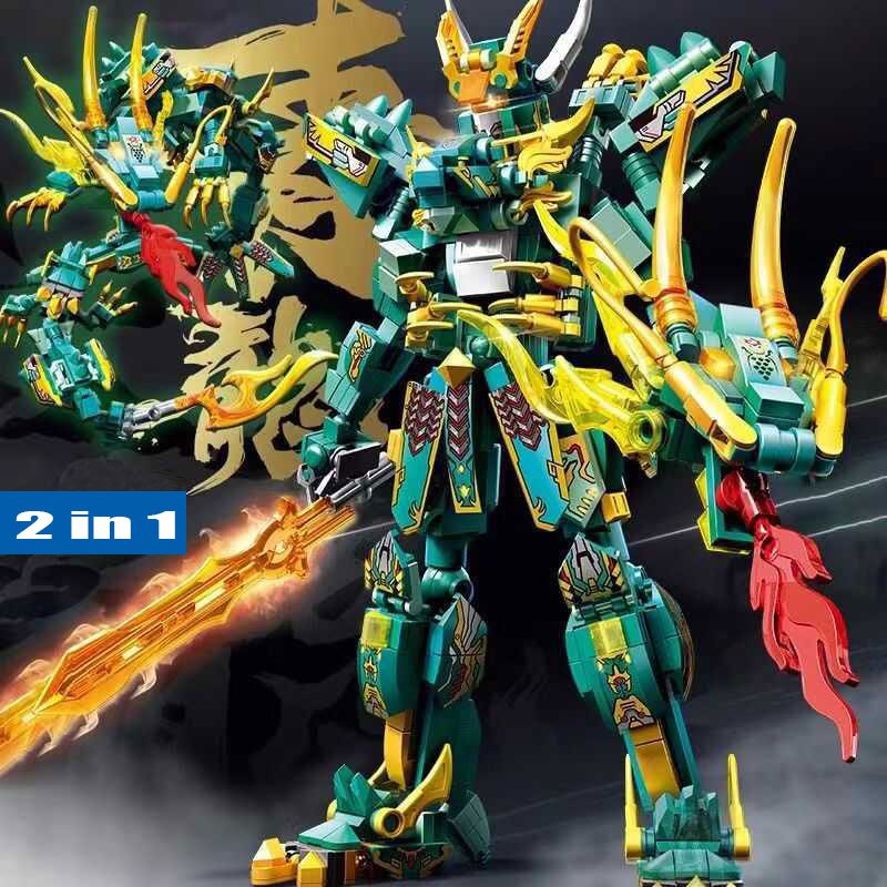 [530 Chi tiết] Đồ chơi lắp ráp ROBOT kết hợp với Dragon ( có thể ráp rời ) chất liệu nhựa ABS cao cấp