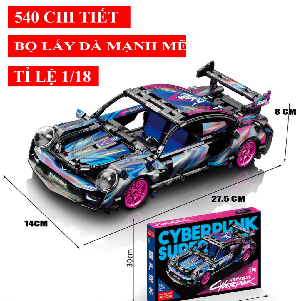 Đồ chơi xếp hình lắp ráp XE OTO thể thao với động cơ chạy đà cực kì mạnh mẽ, chất liệu nhựa ABS siêu nét