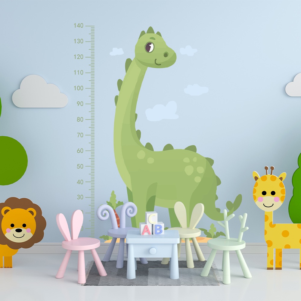 Sticker dán tường Decal dán tường Mẫu Khủng long Đo chiều cao cho bé in chất lượng cao DD3624