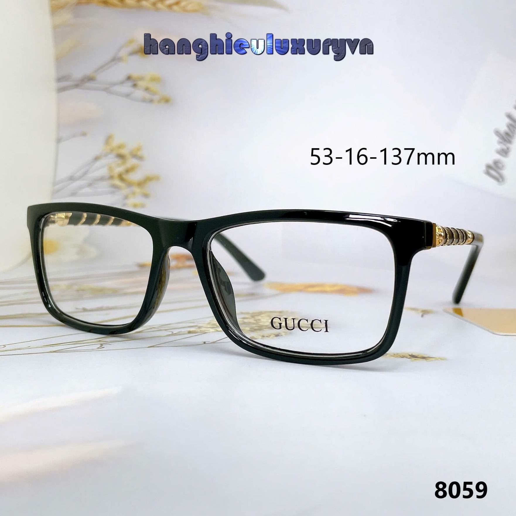 Gọng Kính Gucci Nữ Đen Xoắn Gọng Cao Cấp Kèm Hộp Mã Kính GC 8059