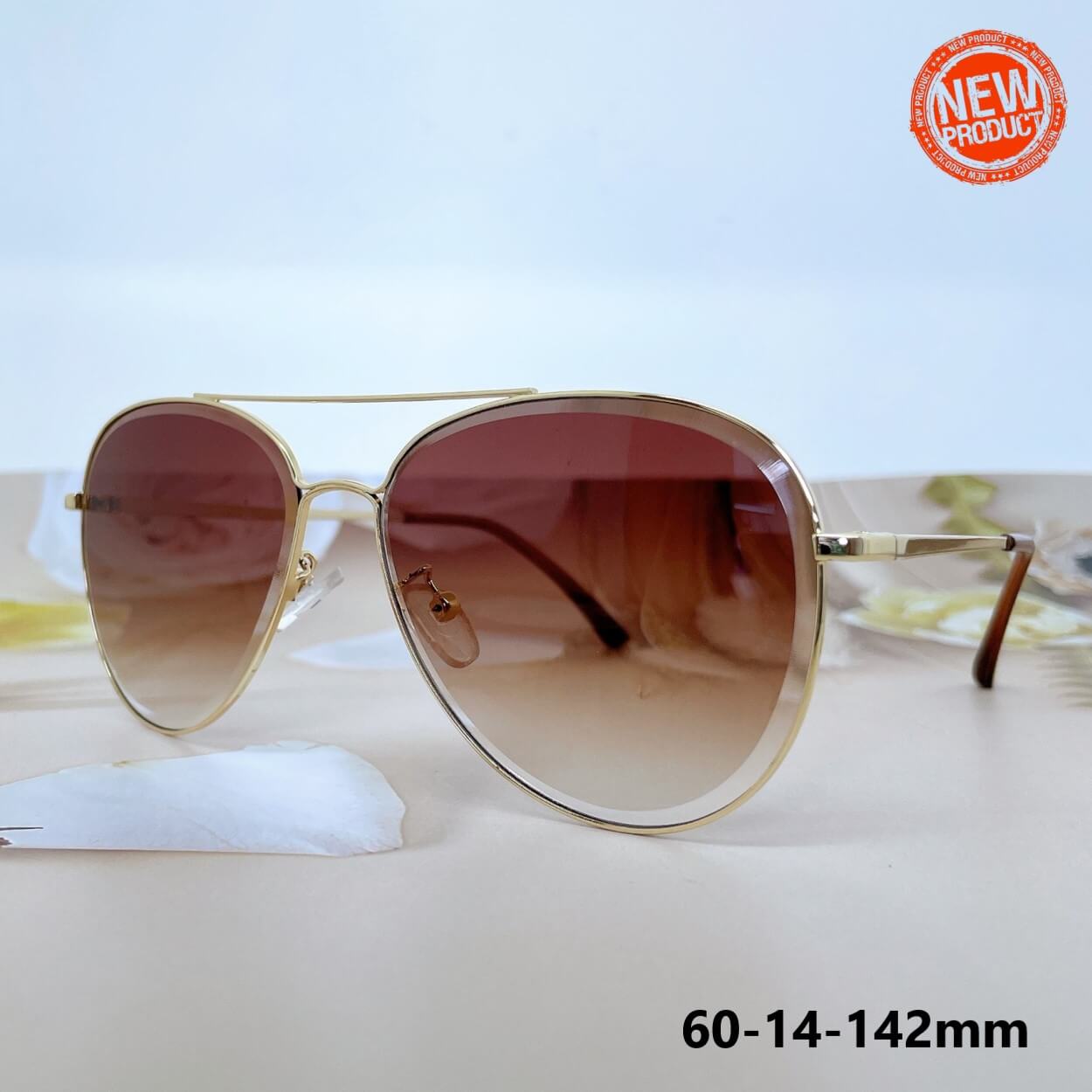 Kính Mát Nữ Hiệu Cartier Cao Cấp Màu Nâu Gọng Kim Loại B80-227