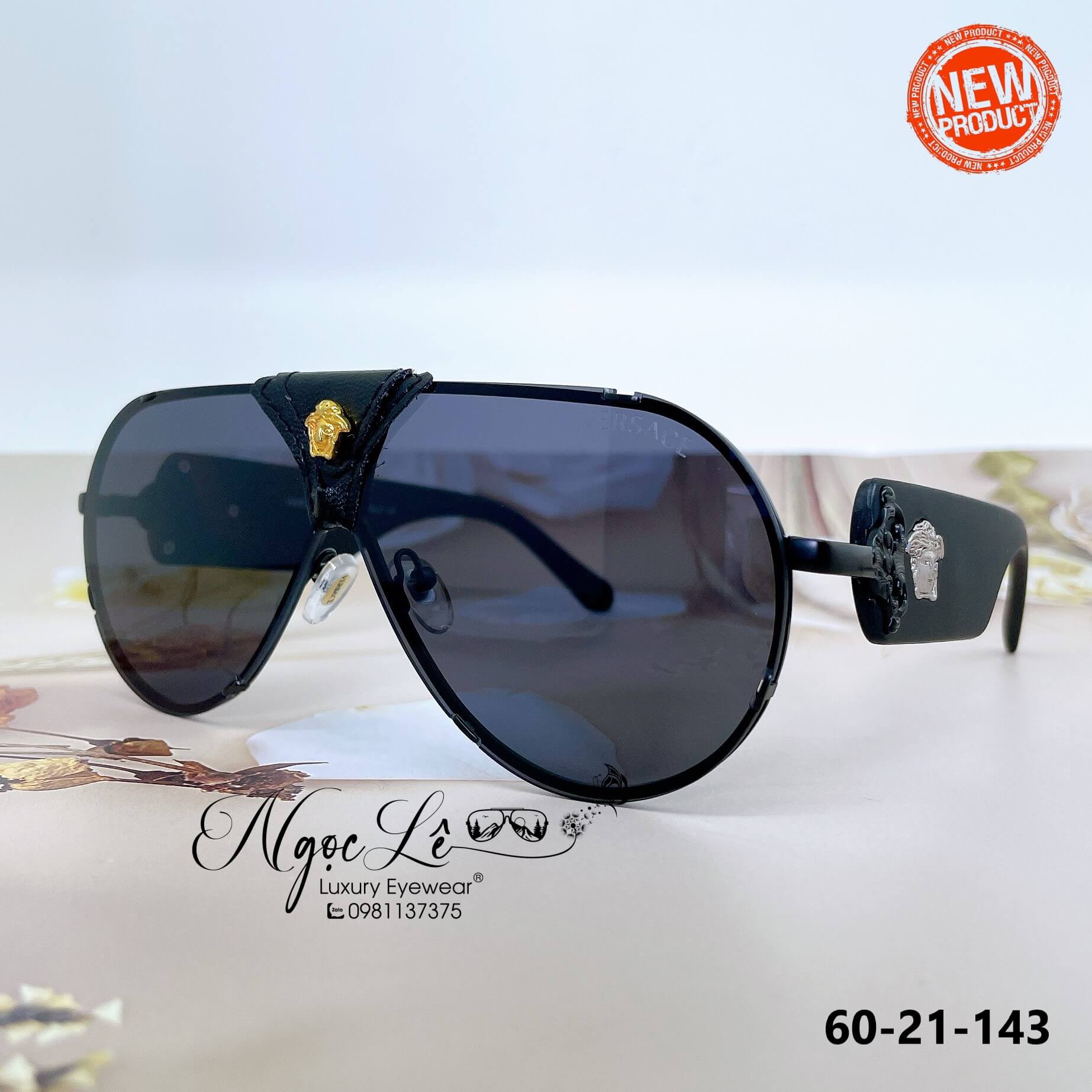 Kính Mát Versace Nữ Màu Đen Cao Cấp Gọng Logo 2208 FullBox Hàng Hiệu Luxury