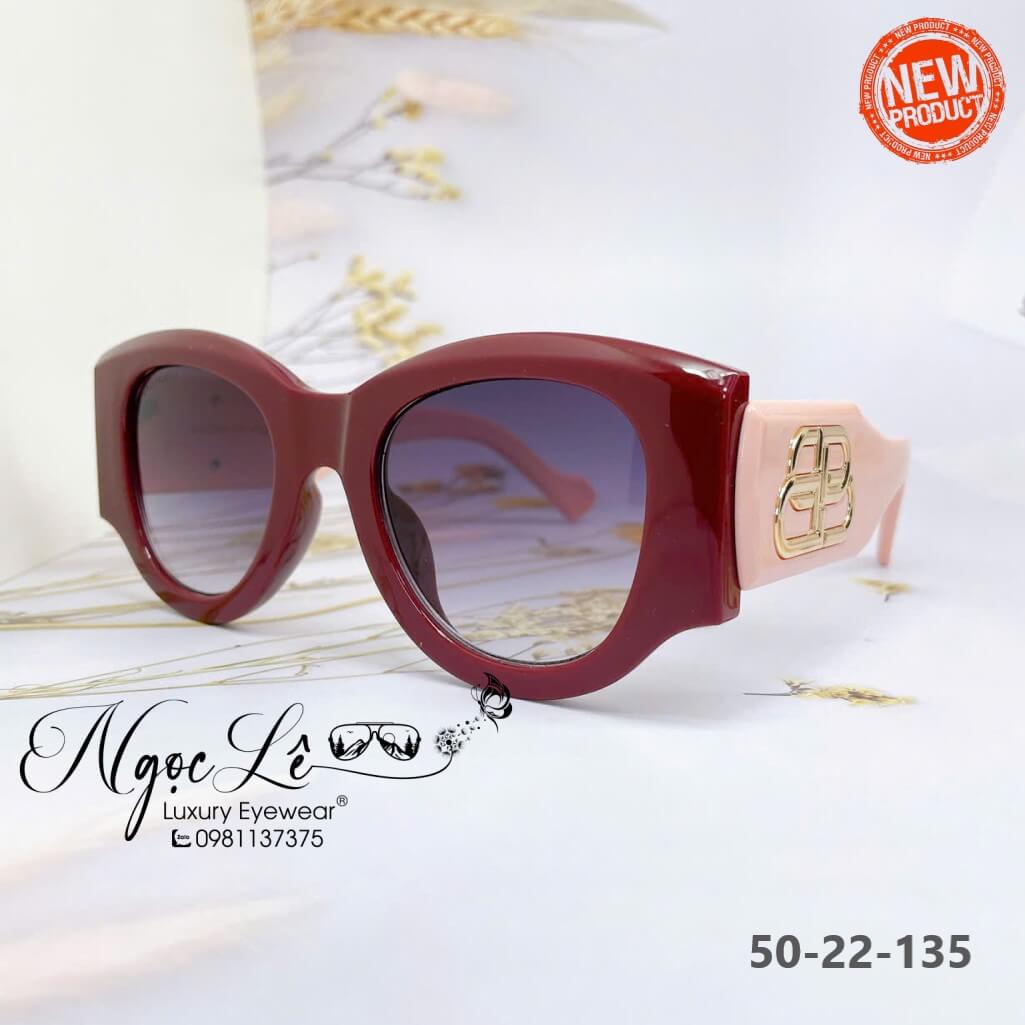 Mắt Kính Balenciaga Nữ Màu Hồng Mận Tròng To Bầu Xám Đen Cao Cấp 6078