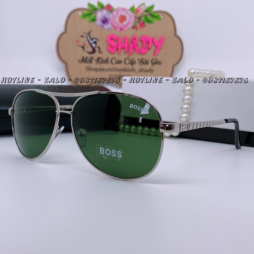 Mắt Kính Nam Boss Rêu Gọng Bạc 2002 Cao Cấp Full Box