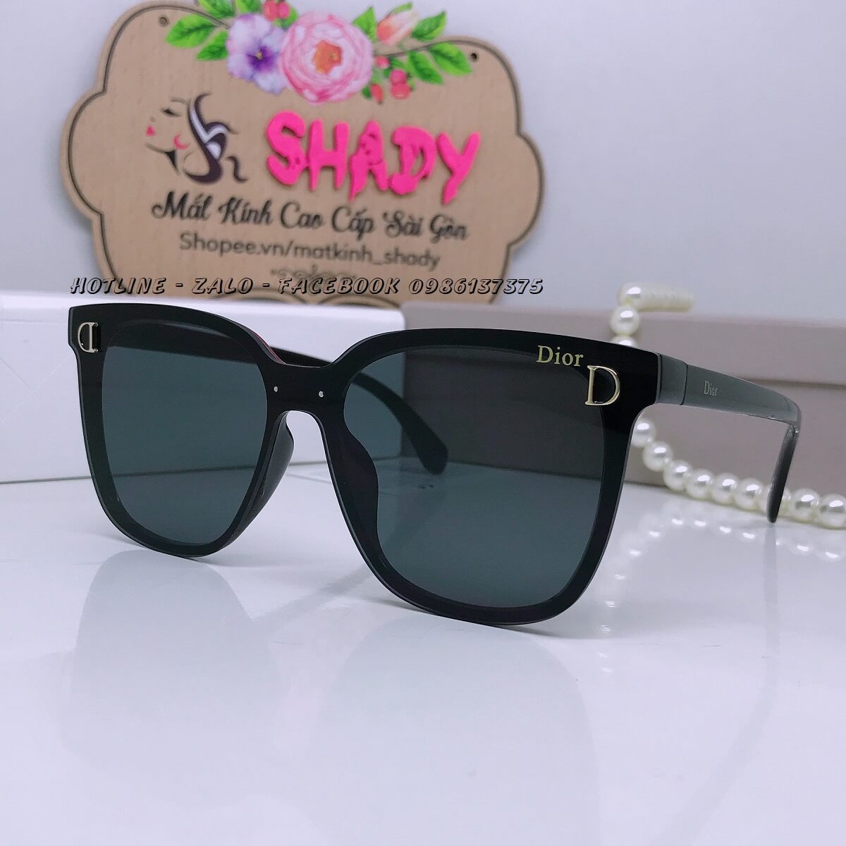 Mắt Kính Thời Trang Nữ - Kính Dior Nữ Màu Đen Tròng Polarized Cao Cấp 9915