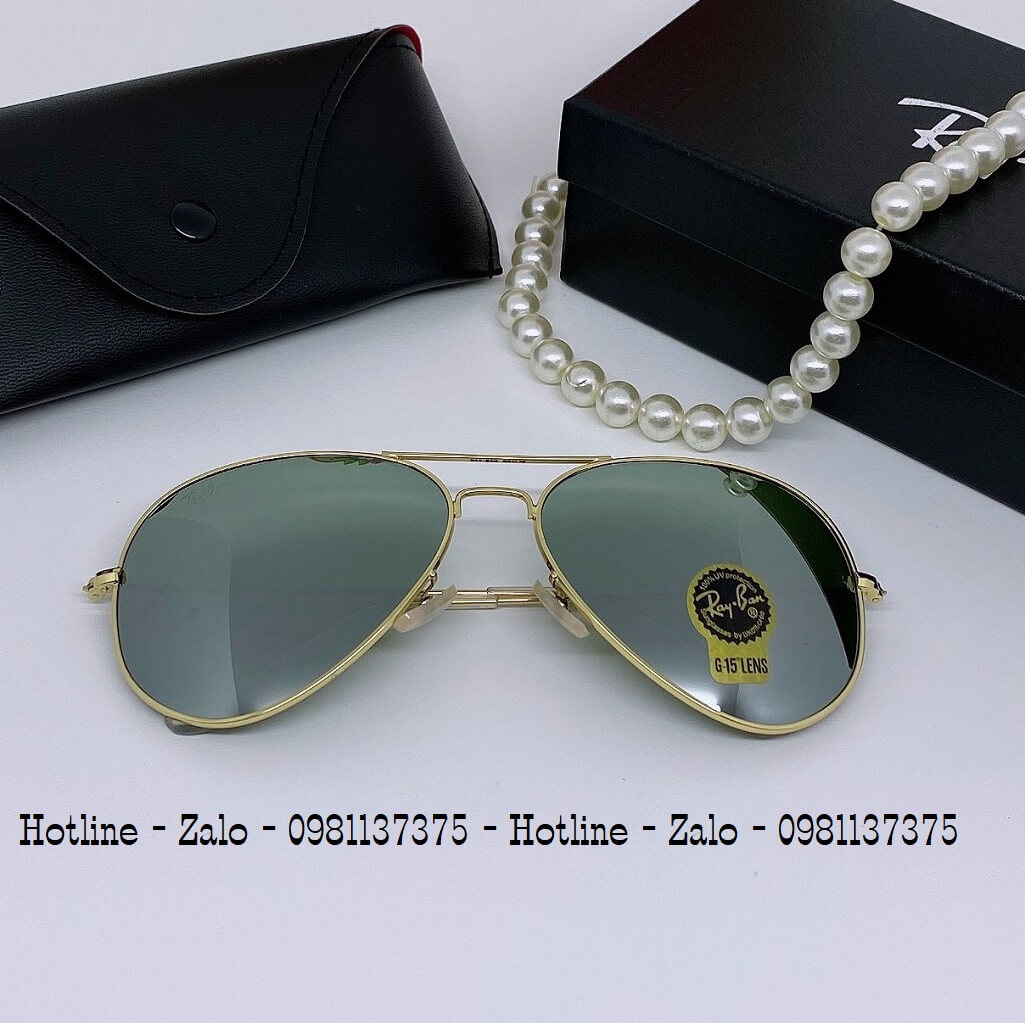 Mắt Kính Ray-ban Tròng Thủy Tinh Tráng Gương Bạc Hàng Hiệu Luxury