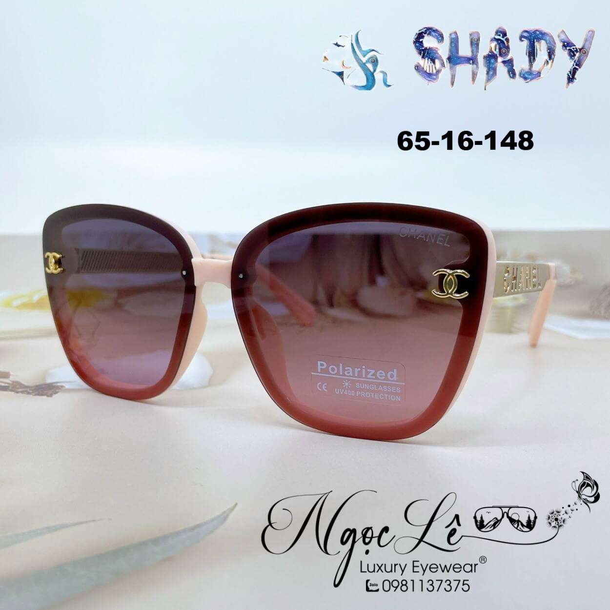 Mắt Kính Thời Trang Nữ Dáng Bầu - Kính Chanel Màu Ombre Hồng Gọng Kim Loại 6092 Full Box