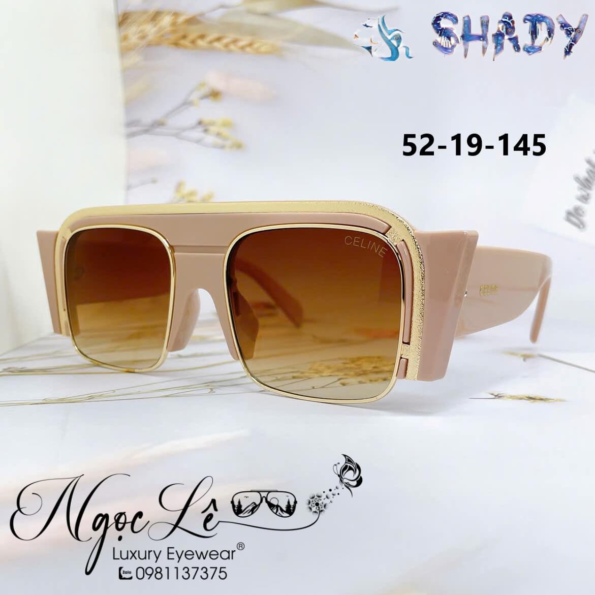 Mắt Kính Thời Trang Nữ - Kính Celine Nữ Vuông To Tròng Nâu Gọng Màu Hồng Pastel 6122