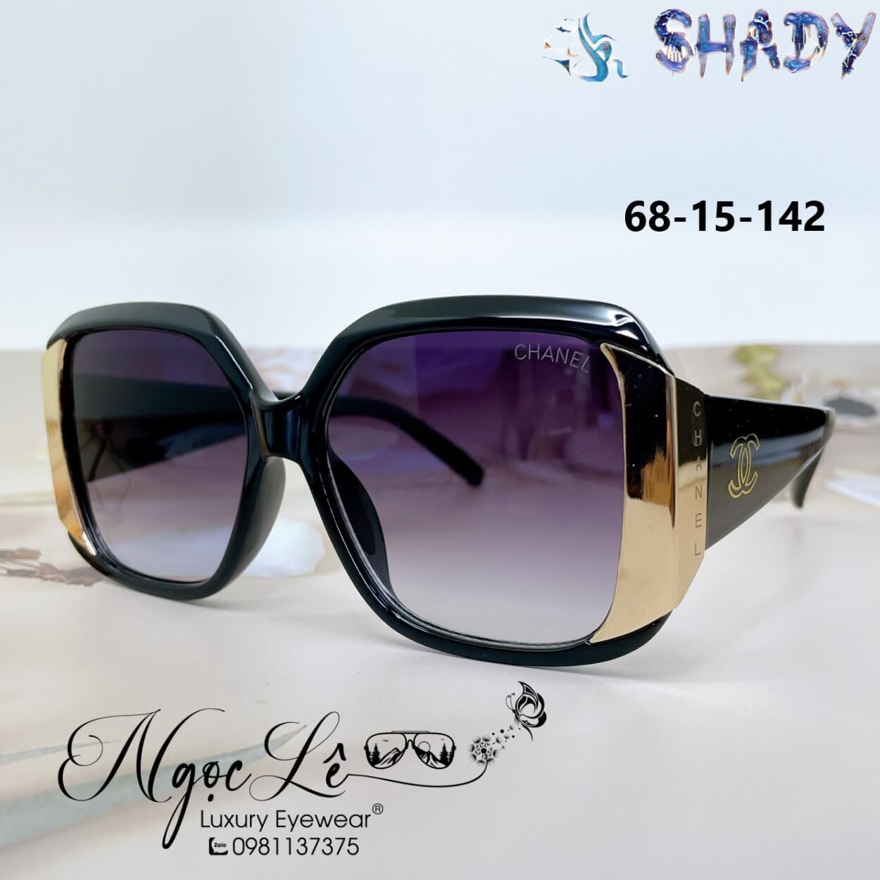 Mắt Kính Thời Trang Nữ - Kính Chanel Nữ Đen Vuông Viền Kim Loại Polarized Cao Cấp Mã 9151
