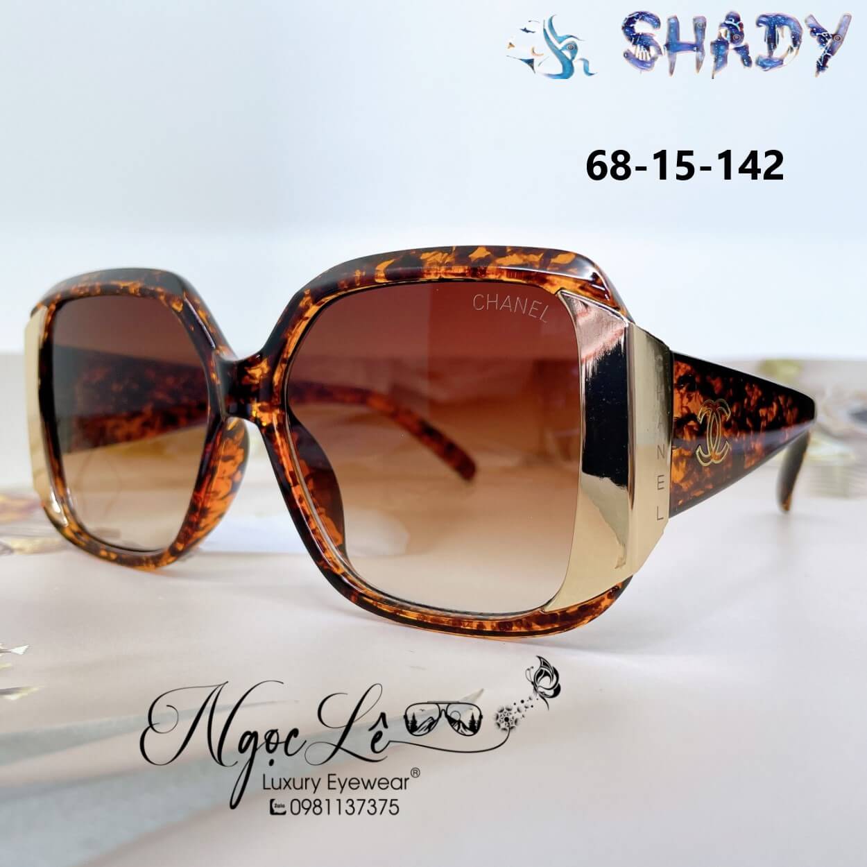 Mắt Kính Thời Trang Nữ - Kính Chanel Nữ Nâu Hổ Phách Dáng Vuông Viền Kim Loại Polarized Cao Cấp Mã 9151