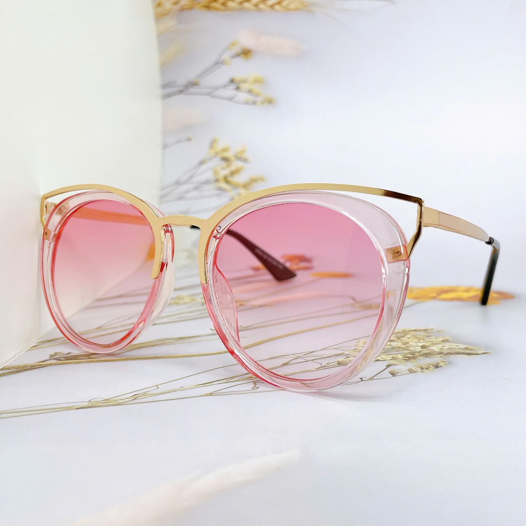 Mắt Kính Thời Trang Nữ - Kính Dior Nữ Màu Hồng Gọng Kim Loại Cao Cấp 2743