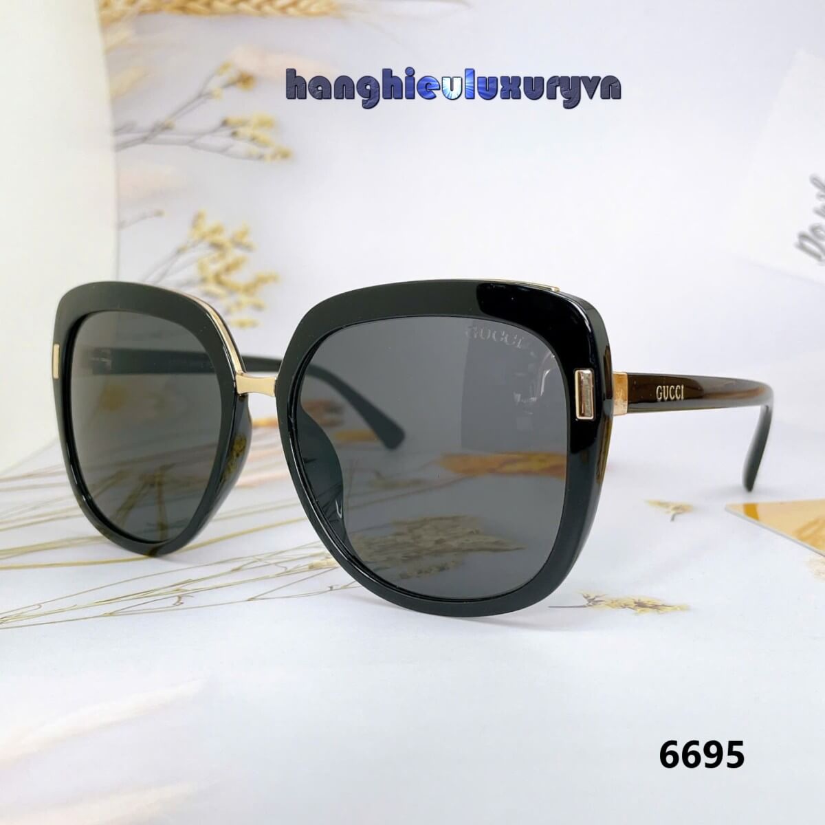 Mắt Kính Thời Trang Nữ - Kính Gucci Nữ Màu Đen Mặt Bầu Cao Cấp 6695