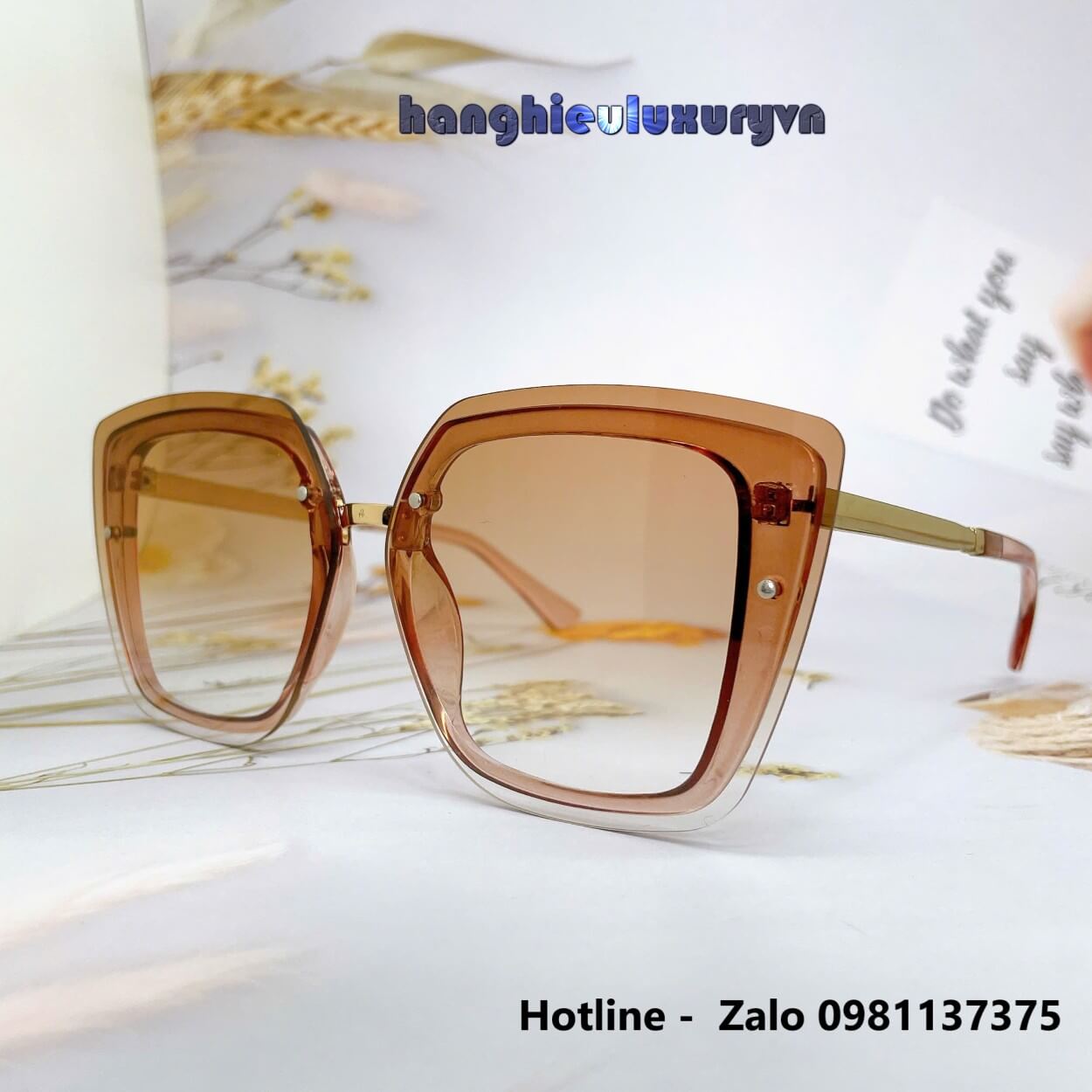 Mắt Kính Thời Trang Nữ - Kính Gucci Nữ Tròng Vuông Màu Trà Gọng Kim Loại Cao Cấp Full Box