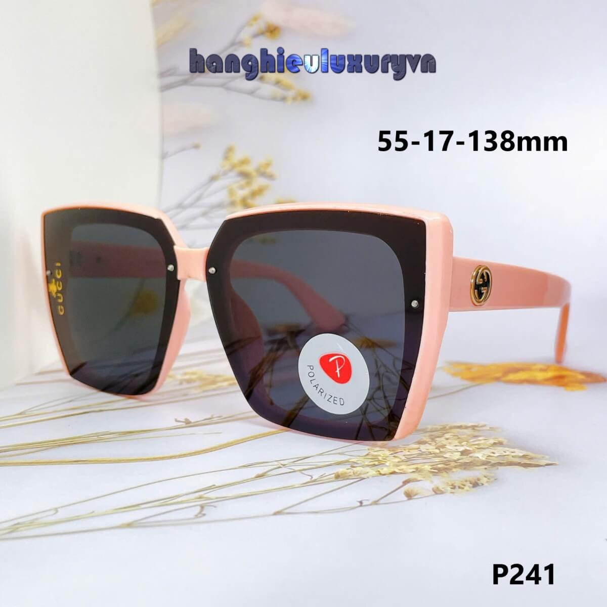 Mắt Kính Thời Trang Nữ - Kính Gucci Nữ Vuông Đen Tràn Viền Gọng Hồng Cao Cấp P241 Fullbox