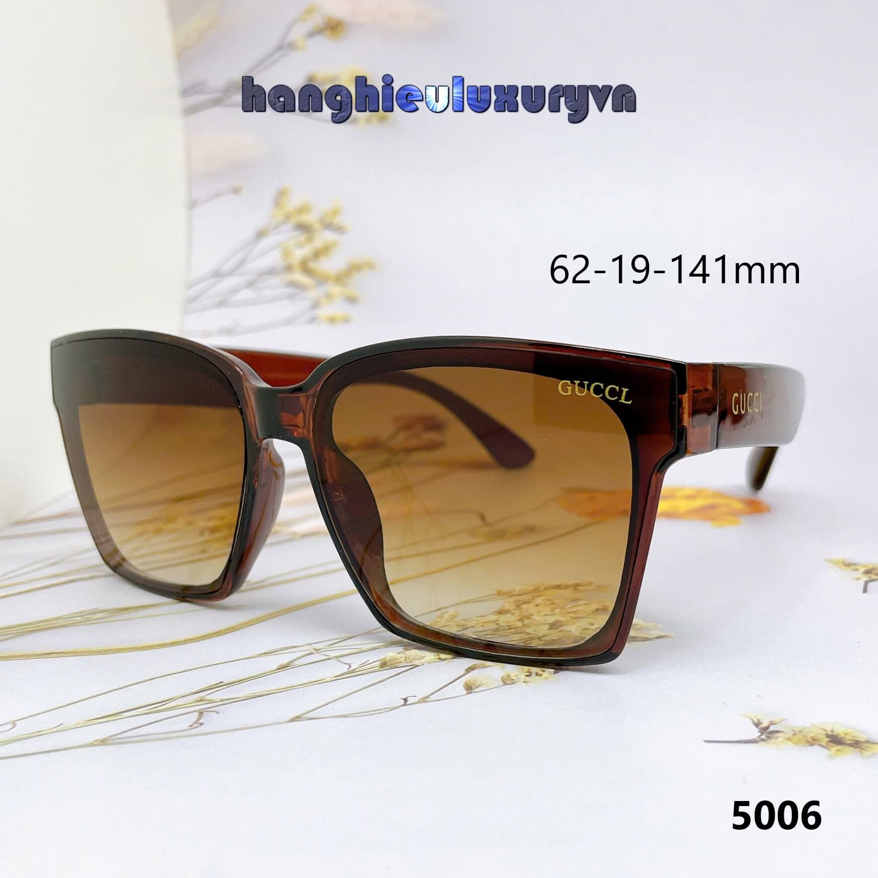 Mắt Kính Thời Trang Nữ - Kính Gucci Nữ Vuông Nâu Cao Cấp Kèm Hộp Hãng Mã 5006