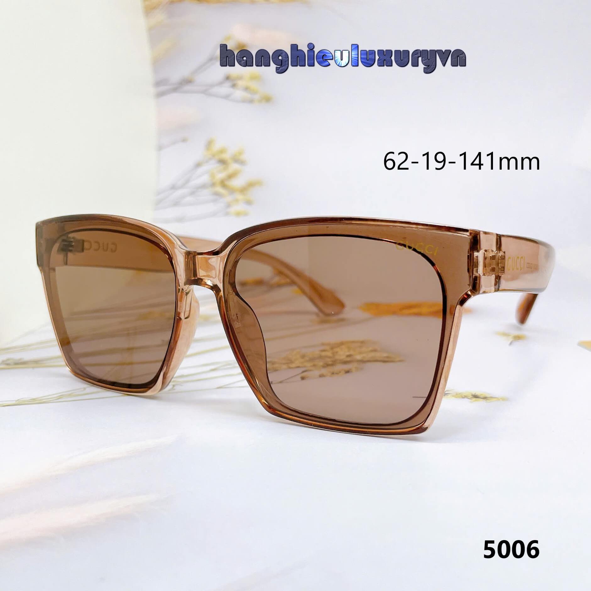 Mắt Kính Thời Trang Nữ - Kính Gucci Nữ Vuông Trà Cao Cấp Kèm Hộp Hãng Mã 5006