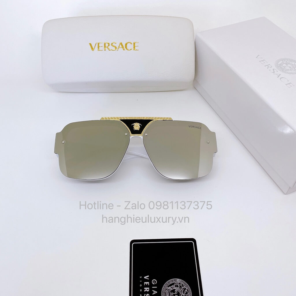 Mắt Kính Versace Tráng Gương Vuông Bảng To Cao Cấp Hàng Hiệu Luxury