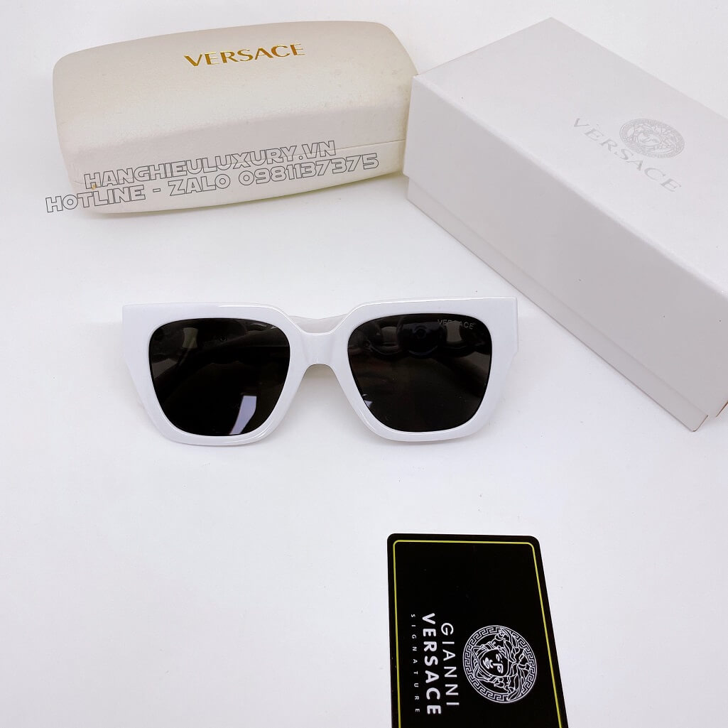 Mắt Kính Versace Havana Gọng Xích Mix Charm Medusa Trắng Hàng Hiệu Luxury