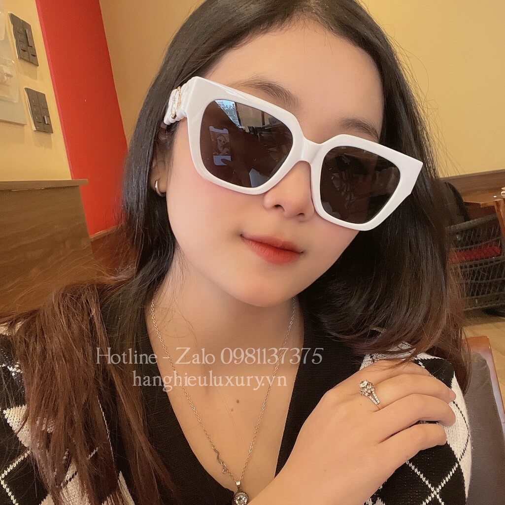 Mắt Kính Versace Havana Gọng Xích Mix Charm Medusa Trắng Hàng Hiệu Luxury