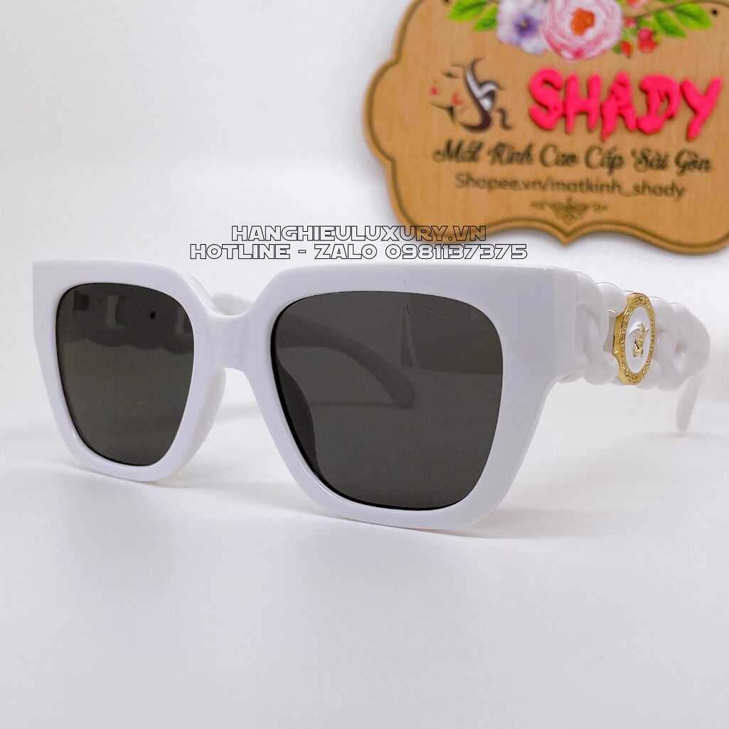 Mắt Kính Versace Havana Gọng Xích Mix Charm Medusa Trắng Hàng Hiệu Luxury