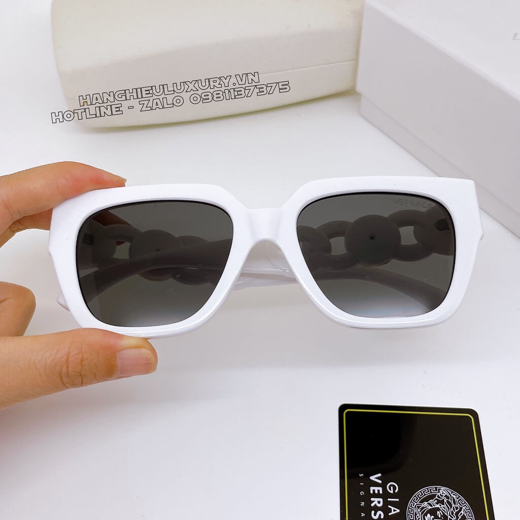 Mắt Kính Versace Havana Gọng Xích Mix Charm Medusa Trắng Hàng Hiệu Luxury