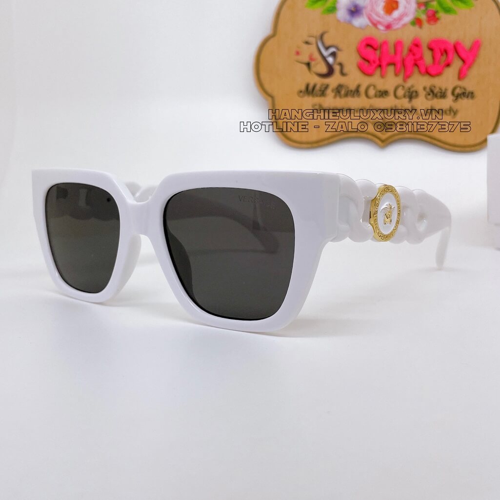 Mắt Kính Versace Havana Gọng Xích Mix Charm Medusa Trắng Hàng Hiệu Luxury