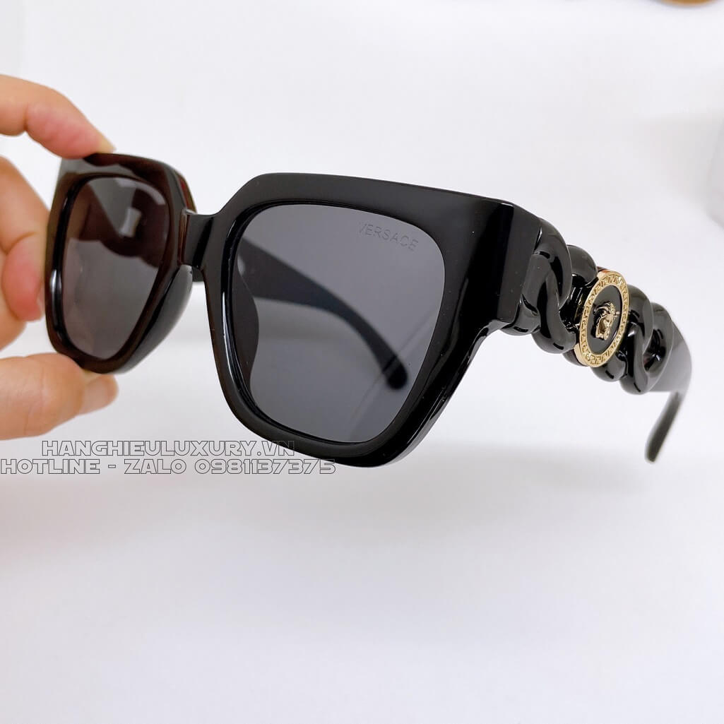 Mắt Kính Versace Havana Gọng Xích Mix Charm Medusa Đen Hàng Hiệu Luxury
