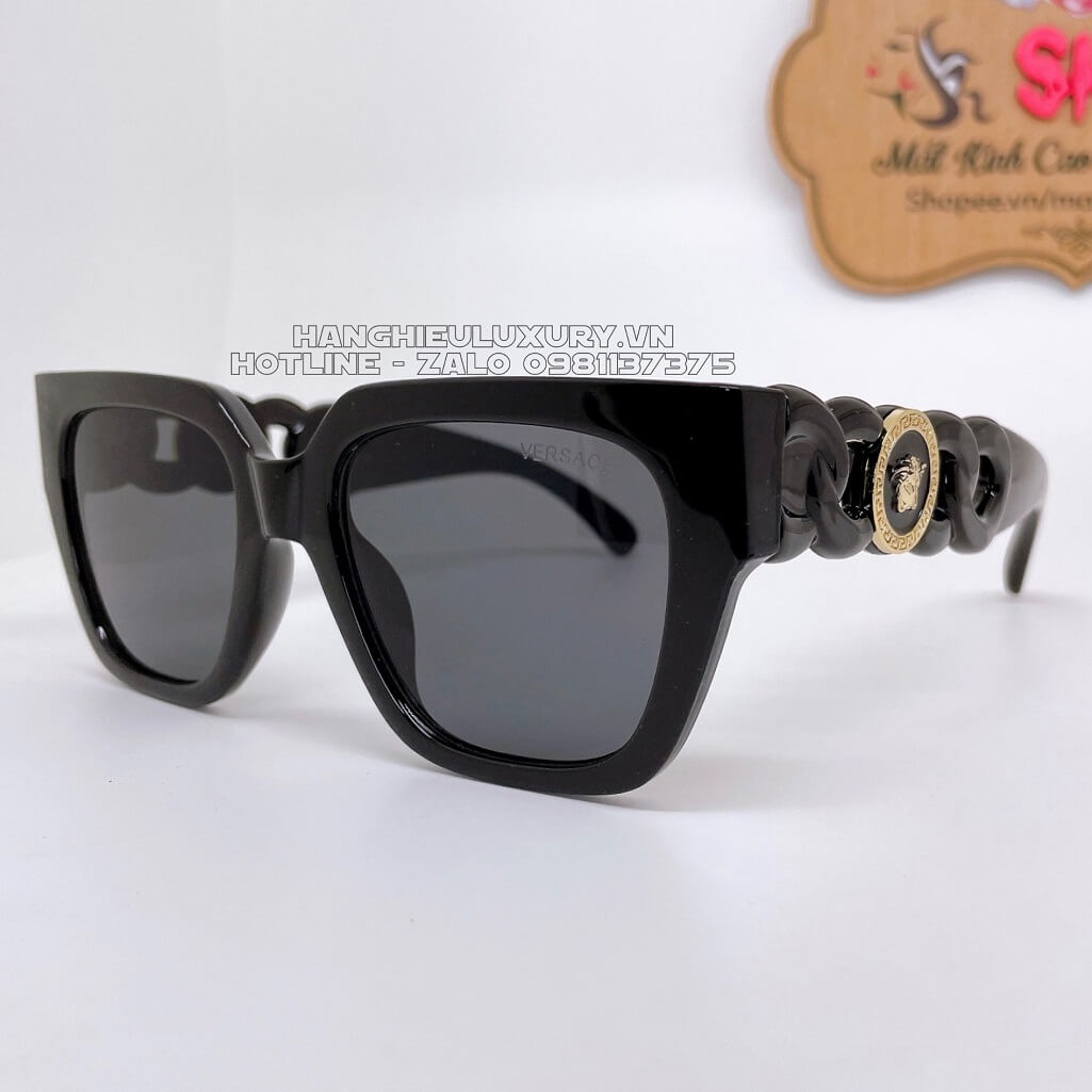 Mắt Kính Versace Havana Gọng Xích Mix Charm Medusa Đen Hàng Hiệu Luxury