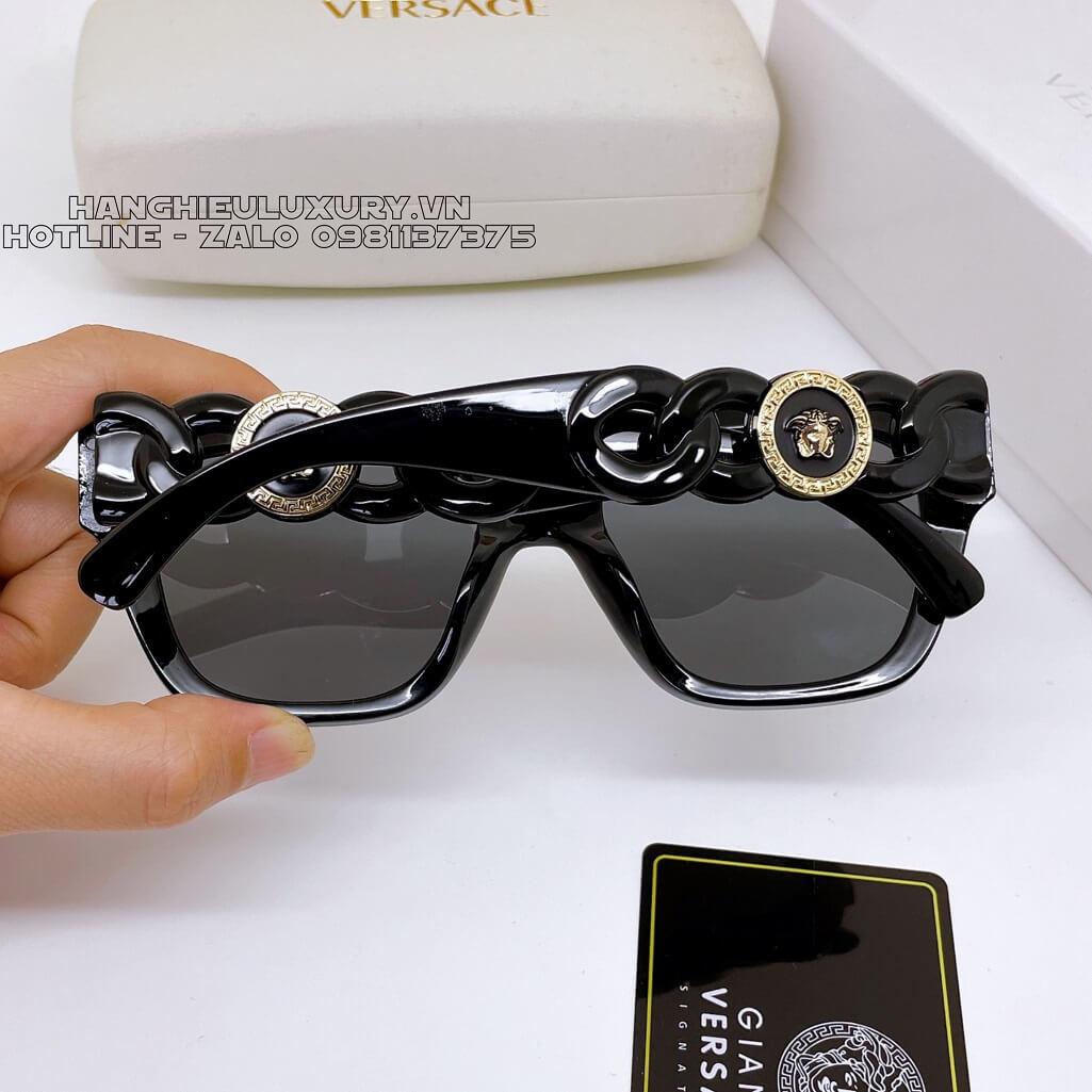 Mắt Kính Versace Havana Gọng Xích Mix Charm Medusa Đen Hàng Hiệu Luxury