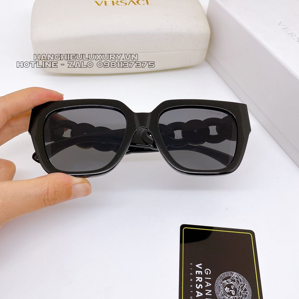 Mắt Kính Versace Havana Gọng Xích Mix Charm Medusa Đen Hàng Hiệu Luxury