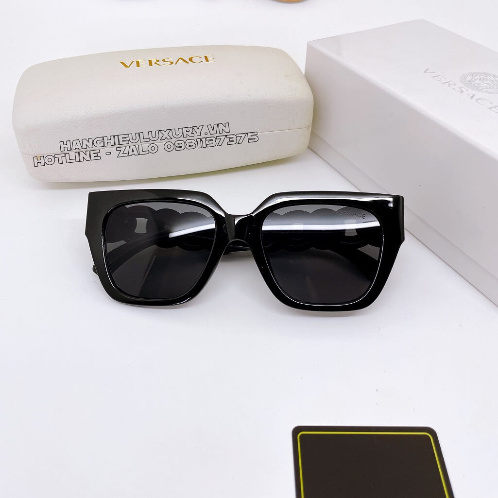 Mắt Kính Versace Havana Gọng Xích Mix Charm Medusa Đen Hàng Hiệu Luxury