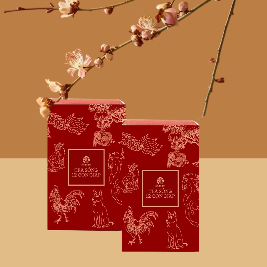 TRÀ VÀNG - BÁNH TRÀ SỐNG YÊN BÁI 1T-3L HỘP 12 CON GIÁP 10G