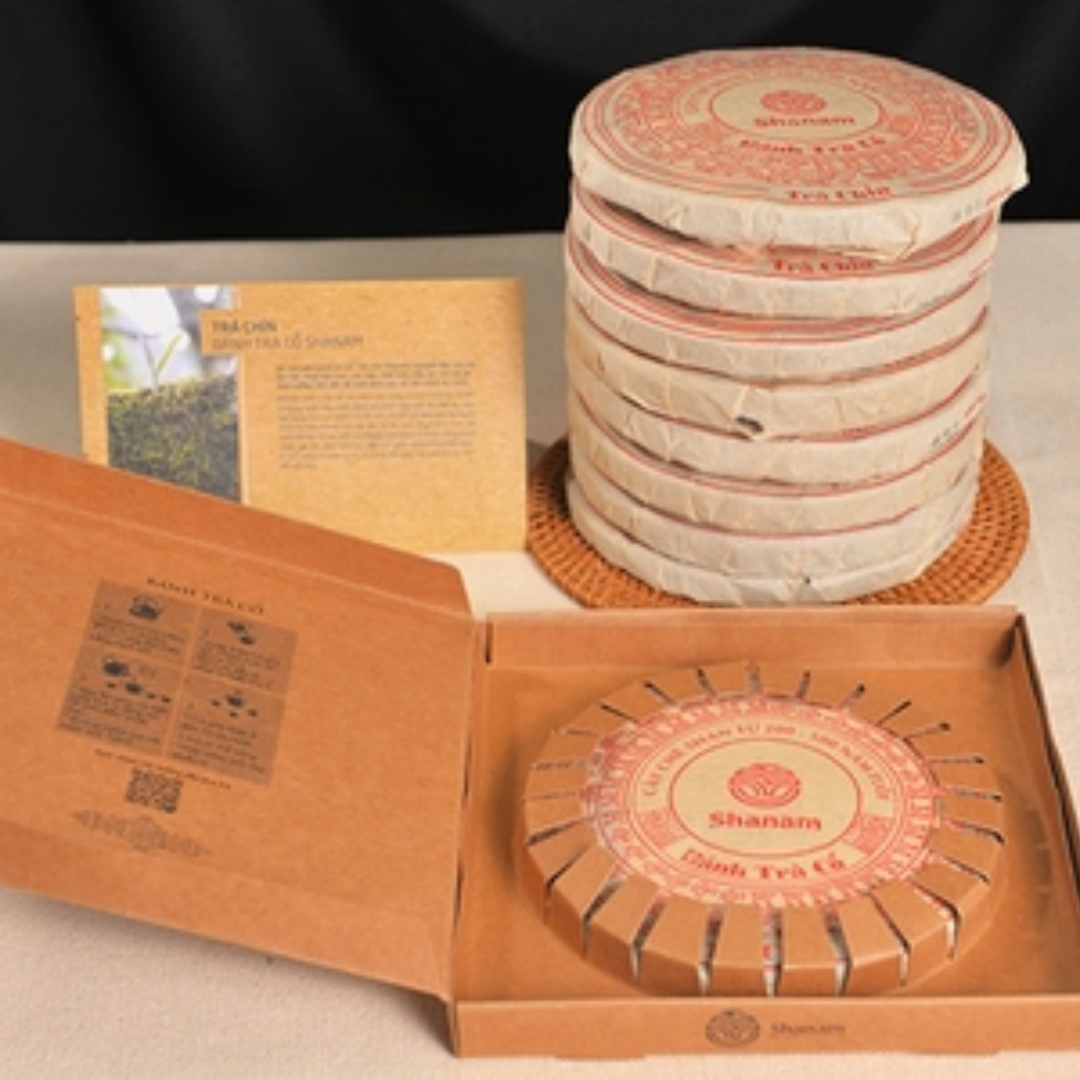 TRÀ VÀNG - BÁNH TRÀ CHÍN 2025 YÊN BÁI 1 TÔM - 3 LÁ 300G BTR