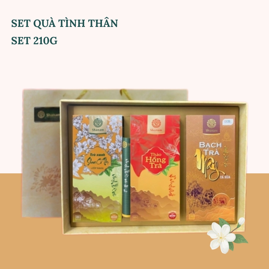 SET QUÀ: TẾT TÌNH THÂN (SET MIX BA: THẢO HỒNG TRÀ TÚI LỌC HỘP 80G +BẠCH TRÀ MÂY 50G+ TRÀ XANH ƯỚP NHÀI TÚI LỌC HỘP 80G)