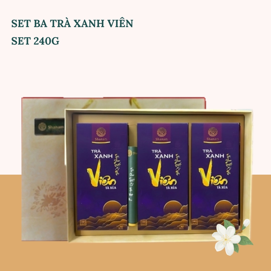 SET QUÀ: TRÀ XANH VIÊN SET 3 - 240G