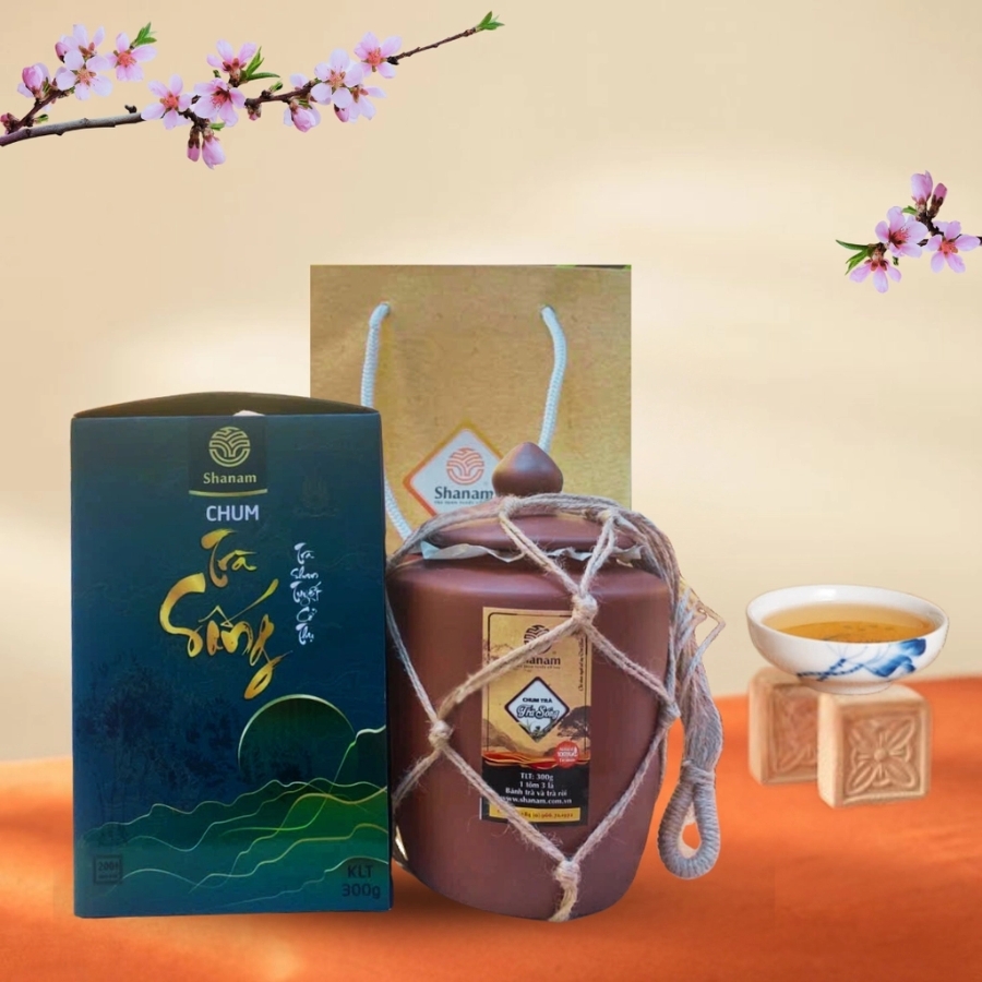 TRÀ VÀNG - CHUM MIX TRÀ SỐNG YÊN BÁI 1 TÔM - 3 LÁ 300G