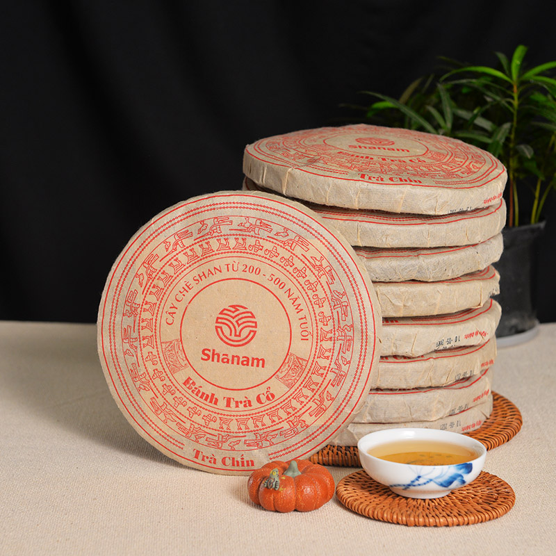 TRÀ VÀNG - BÁNH TRÀ CHÍN 2019 YÊN BÁI 1 TÔM - 3 LÁ 300G BTR